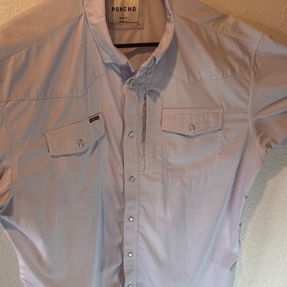 Poncho Light Blue Casual Button Down Shirt